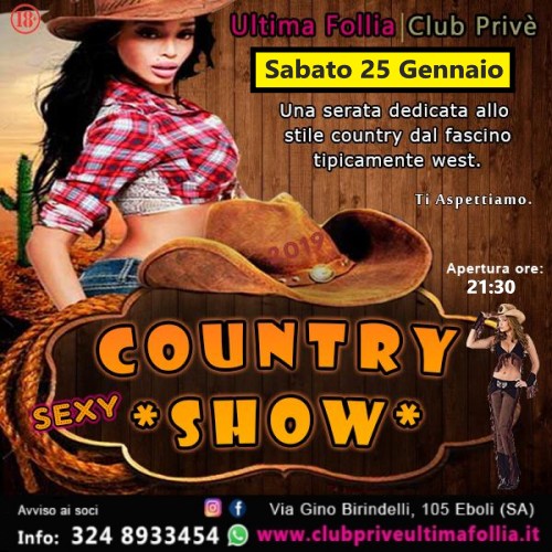 Sabato 25 Gennaio: Country Sexy Show