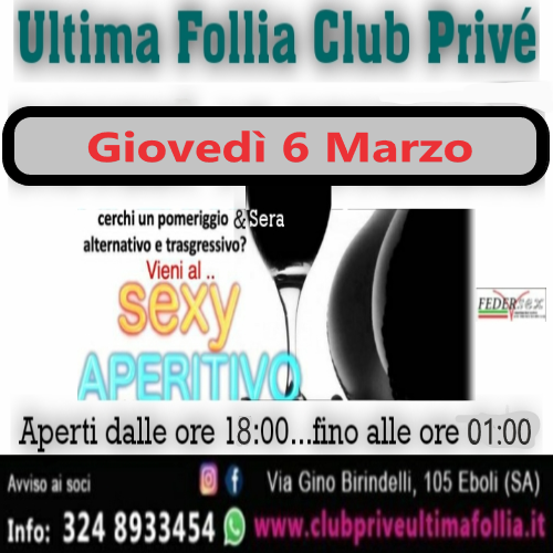 Giovedì 6 Marzo: Sexy Aperitivo